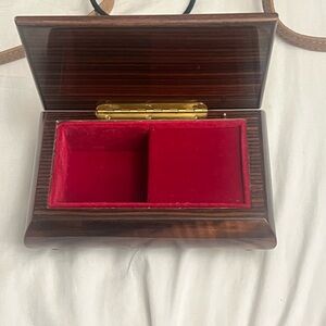Wood Jewelry Box with Red Velvet Lining